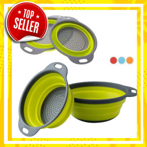 ( BEST SELLER ) Baskom Lipat Baskom Silikon Tempat Cuci Peniris Beras Saringan Buah Sayuran by TOPSELLER1