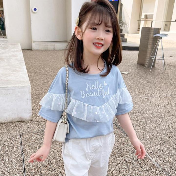Little DR Tshirt Kids Girls Cotton Summer Sports Tops Korean Style