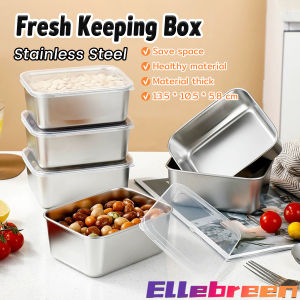 Ellebreen Fresh Keeping Box with Lid Stainless Steel Food Container Fridge Frozen Storage Box 1Pc
