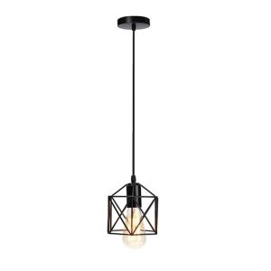 YHLAMP 【Free Bulb】Iron Vintage Ceiling Light LED Mounted Light Metal Fixture Square Lamp Drop light Hanging Pendant Light Lamp for Restaurant Dining Room Bar Hanging Lights Industrial Vintage Style Square Semi Flush Mount Ceiling Light
