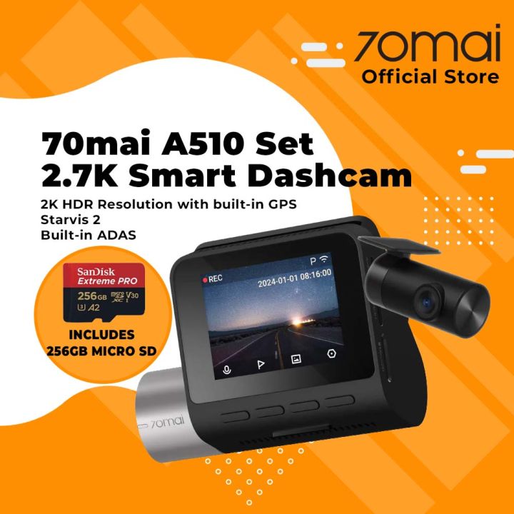 70mai A510 Front & Rear Dashcam Dual Channel Recording Sony STARVIS 2 ...