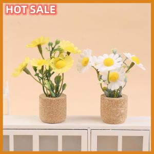 🔥🔥🔥dingdaocunz 1 12 Dollhouse Simulation Daisy Plants Potted Model Doll Home Miniatur Flower Decor Toy Micro Landscape Garden Plants Ornament