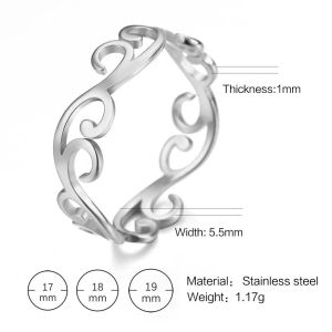 Skyrim Vintage Flower Ring Stainless Steel Anti Fading Ring Jewelry for Women Girls