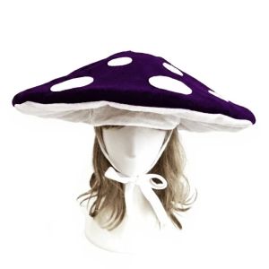 ROB TOY Oversized Mushroom Hat Polka Dot Soft Velvet Fungus Beret Cap Adjustable Drawstring Cap Costume Headpiece Halloween