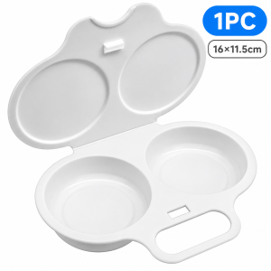 6Pcs Microwave Egg Poacher Food Safe PP Heat Resistant 120℃ Dual Slot Sealed Lid Portable Handle for Quick Breakfast Baby Food