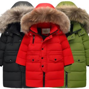 LUQUTCR -30 Degrees Warm Down Jacket For Girls Fox Fur Kids Winter Jacket 3-13 Years Teenagers Coat Children Boys Outerwear