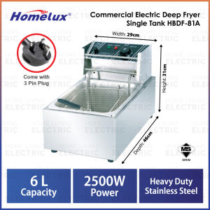 Homelux 6L Commercial Electric Deep Fryer Single Tank HBDF-81A | Double Tank HBDF-82A