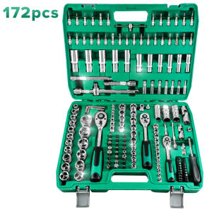 Set Koper Kombinasi Kunci Socket 172 Pcs 1/4 Inch 3/8 Inch 1/2 Inch Kunci Shock Wrench - G-10213