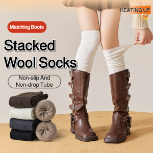 Childrens Fall And Winter Kneehigh Socks Cotton Socks Thick Stacked Socks Autumn And Winter Girls Fleece-Lined Thick Mid-Calf Length Socks