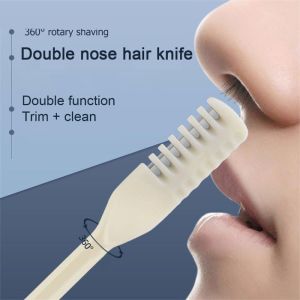 360° Double Rotating Manual Nose Hair Trimmer Nose Hair Remover Portable Nose Hair Cleaning Tool