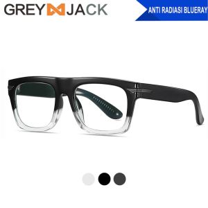 Grey Jack Kacamata Antiradiasi Blueray Korean Style Kotak TR90 Kokoh Fashion Wanita dan Pria Terbaru 3394