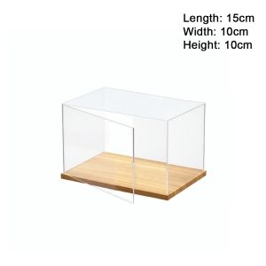 MUSCLEX Stackable Design Acrylic Display Case No-glue Assembly Wooden Bottom Dustproof Cover Minimalist Style Transparent Acrylic Showcase Storage Box Toy Car Model