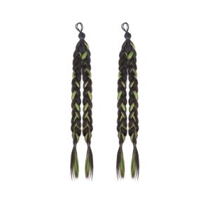 NOVELLEO 2pcs Elastic Hair Band Twist Braided Ponytail Wig Hair Piece Synthetic Long Braiding Hair Extensions Sweet Fried Dough Highlight Double Ponytail Women/Girls