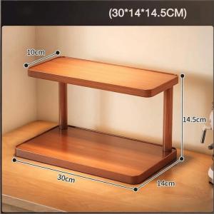 COD Ready Stock 3-Tier Wood Grain Bamboo Desktop Storage Rack Multifunctional Makeup Organizer with Cup Holder Table Storage Shelf for Bedroom Condo Sala