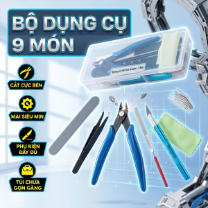 Bộ Dụng Cụ Làm Mô Hình Gundam Kìm Cắt Bén Dao Trổ Dũa Nhám Lắp Ráp Bandai RG HG MG [9 Món Kèm Hộp]