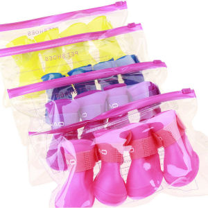 Kakaoppa 4pcs/set Pet Socks Pet Antislip Waterproof Eco-Friendly Resin PVC Material Soft Rain Snow Boots with Strap for Dogs Cats