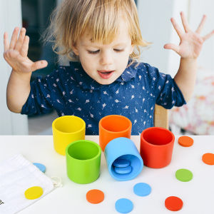 Wooden Montessori Toy Color Circular Plate Sorting Stacking Cup Cognitive Card Puzzle Kindergarten Children Maths Early Education Teaching Aids Game Gifts For Kid