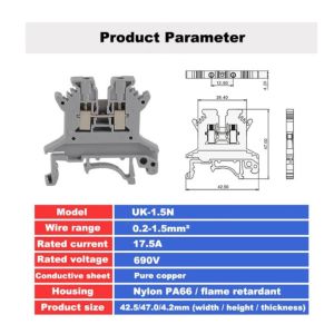 Domino tép UK-1.5N UK-3.0N UK-5.0N cầu nối dây điện lắp ghép bằng nhựa chống cháy
