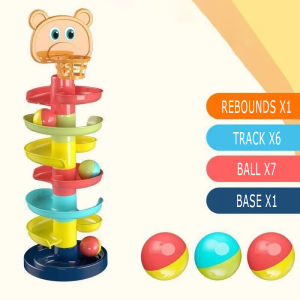 Childrens educational toys stacked track toy rolling ball slide tower baby fun spiral rotating ring toy