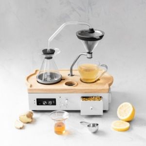 White Barisieur Tea & Coffee Maker with Built-In Alarm Clock (220V-240V)