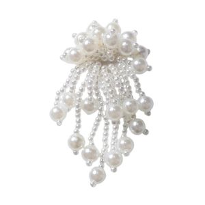 GENENIC White Tassel Cufflinks Elegant Floral Pearls Sleeve Button Fashion Vintage Beaded Button Covers Shirt Accessories