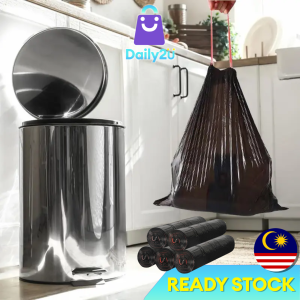 🐻DAILY2U🐻 Plastic Garbage Bag with Drawstring 45cmx45cm15pcs/Roll Garbage Bag With Automatic Closing Rope Plastik Sampah Garbage Plastic Bag 45X45cm Pe Extra Thick Type Drawstring Home Trash Bags Plastik Tong Sampah Bertali Tambah Tebal