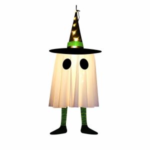 JIMEIXIAN01 Luminous Halloween Hanging Ghosts with Cone Caps Battery Operated LED Witch Hat Lights Halloween Decor Halloween Lights for Haunted House Party