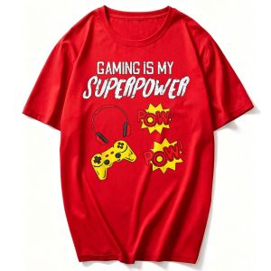 [Local Stock] HBESTY  Gamer Shirts Video Games Boys Men Girls Gift Gaming Is My Superpower Funny Gamer Men Boys Youth Teen T-Shirt Breathable Tees