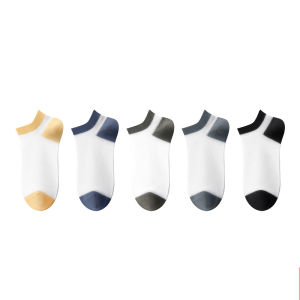 CMENIN  5 Cặp Harajuku Off White Man Vớ thoáng khí chống trơn trượt Nam tất khử mùi Khử mùi thoáng khí Giày bít mắt cá chân MQL2A21321