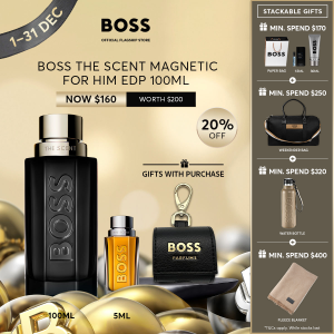 [Gift 5ml + Airpods Case] BOSS The Scent Magnetic for Him Eau de Parfum 100ml - Maninka Fruit Wheat Bran Black Vanilla - Ambery Fruity Leathery EDP Perfume | by HUGO BOSS Fragrances