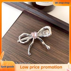 ✨QK shop✨ Metal Bowknot Heart Crystal Barrettes Hairpin Women Elegant Side Bangs Duckbill Clip Women Girls Hairclip Hair Accessories
