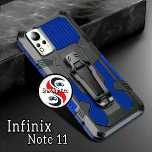Case Infinix Note 11 Casing Armor Belt Clip Kick Standing Cover Hardcase Robot