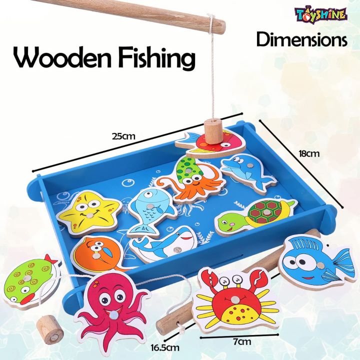 YMS Fishing Game Wooden Toy Magnetic Fishing Game