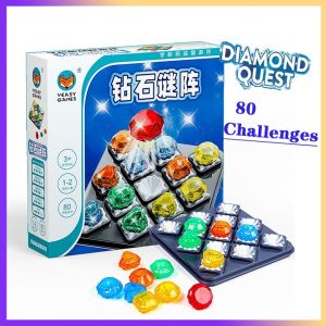 Diamond Quest 80 Challenges - Fun Deduction Puzzle Board Game | Brain Teaser Games for Kids and Adults | Smart IQ Educational Game for Boys and Girls Age 8 and Up