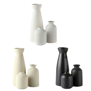 Ceramics Vases Pack of 3 Heat Resistant Durable Flower Holders Tabletop Decoration