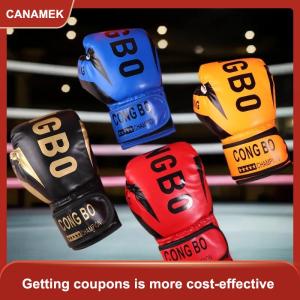 【CANAMEK 】 Kids 6oz Professional Boxing Training Sparring Gloves PU Leather Kids Breathable Muay Thai Punching Karate Training Gloves