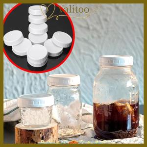 [Valitoo] 10pc White Mason Canning Drinking Jars Lid 70mm 86mm Inner Diameter Plastic Covers Unlined Ribbed Lids Storage Caps Replacements