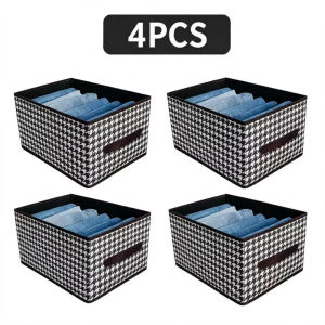 【BUY 1 TAKE 3】With Cover Foldable Iron Storage Box for Clothes Waterproof Wear-resistant Wardrobe Closet Drawer Foldable Clothes Storage Box Waterproof Stackable Organizer Sundries Basket Wardrobe Closet Organizer With Handle