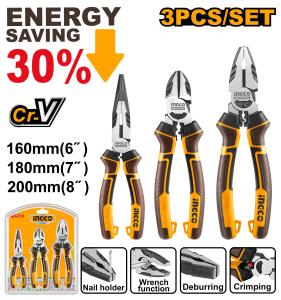 Tang Potong Kombinasi Lancip 3pcs Set 6-7-8" Inch INGCO HKHLPS2831 High Leverage Pliers Cr-V