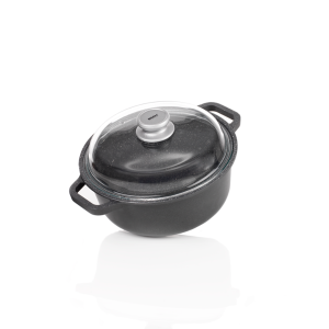 Italian Risoli Granito Hard Stone Skillet 24cm/28cm Casserole 20cm/24cm Induction-Ready Non-Stick with Glass Lid Oven-Safe - Induction Compatible & Durable By the Homeshoppe
