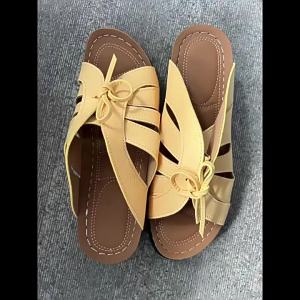 [Free Shipping] New Roman-Style WomenS Sandals With Wedge Heels And Thick Soles Decorated With Bows Lightweight Shoes Available In Large Sizes