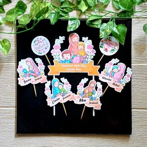 Topper Kue Tema Hari Ibu (Mothers Day) untuk Hiasan / Toper Cake Bisa Custom Nama