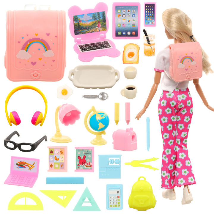  Barbie Backpack and Lunch Box for Kids - 6 Pc Bundle