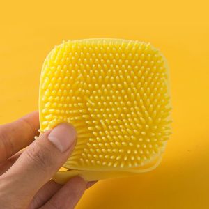 Pet Dog Smiley Square Silicone Bath Brush Soft Dog Shampoo Brush Fur Grooming Cleaning Brush Shampoo Dispenser