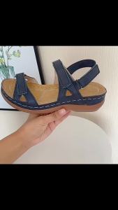 [Free Shipping] New in stock summer large size thick-soled wedge womens shoes with Velcro strap sandals