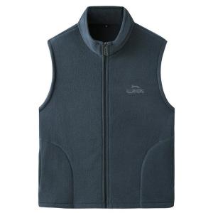 Casual Solid Color Fleece Vest for Men Autumn and Winter Warm Rocking Fleece Vest Outdoor Sports Stand Collar Men