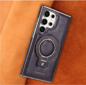 Luxury Business Leather Magnetic Ring Holder Phone Case For Samsung Galaxy S25 Ultra S25Plus S24 S23 Magsafe Wireless Charging