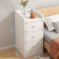 meja samping tempat tidur Meja Nakas Kecil 3 Susun Meja kamar tidur penyimpanan Modern sederhana. 