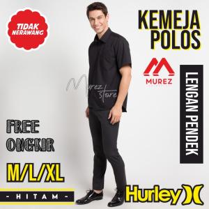 KEMEJA PENDEK PRIA POLOS HITAM KASUAL PREMIUM TERLARIS SIZE M/L/XL