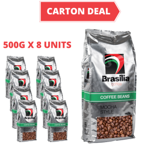 Carton Deal - Brasilia Coffee Beans Mocha Blend 500g x 8 Units 100% Arabica Beans